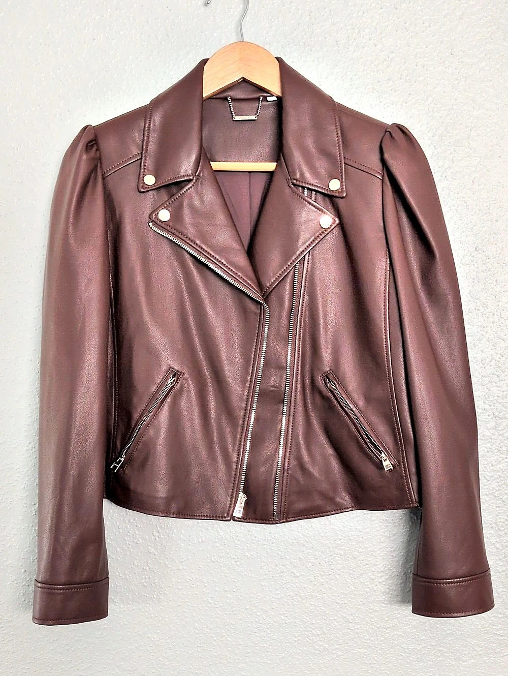 Chico'Small Faux Leather Moto Jacket Brown Size 6